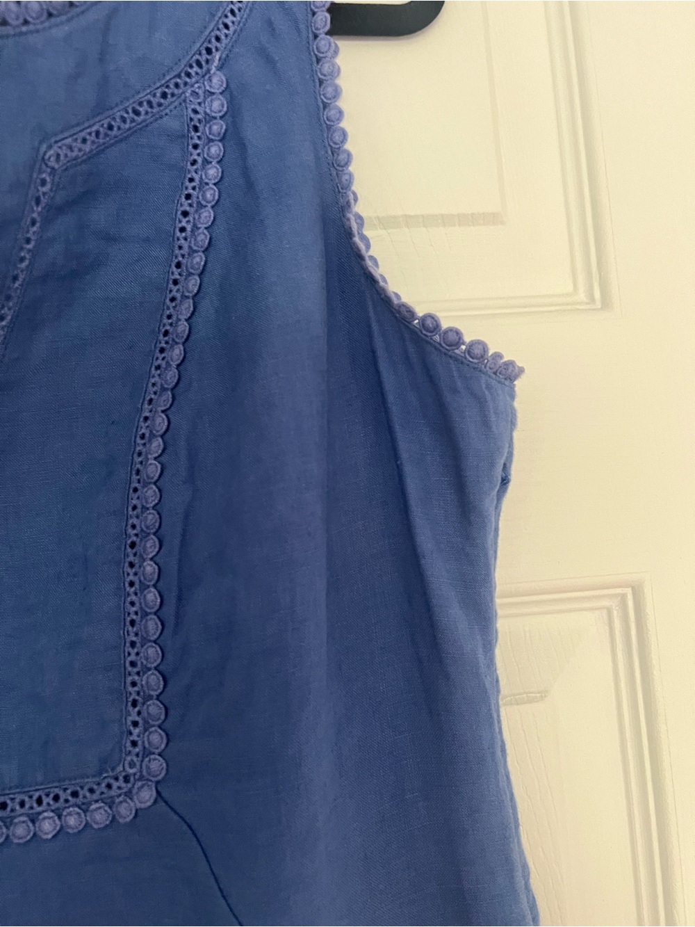 Boden 🇬🇧 Abigail 100% linen Blue Sleeveless Embroidered Dress - Picture 7 of 12